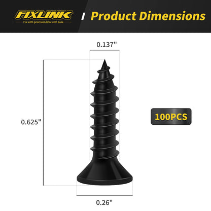 Wood Screws, FIXLINK Premium Flat Head Phillips Black Wood Screws Self Tapping Electrophoresis Used in Indoor Furniture, Woodworking
