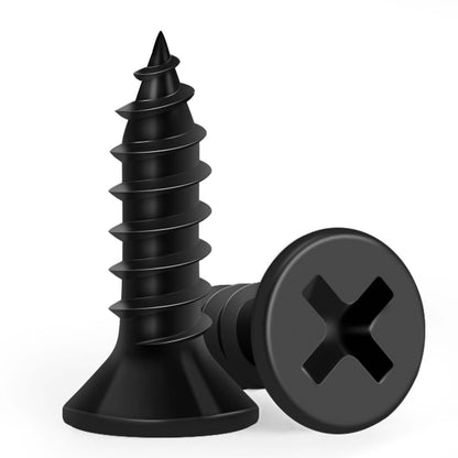 Wood Screws, FIXLINK Premium Flat Head Phillips Black Wood Screws Self Tapping Electrophoresis Used in Indoor Furniture, Woodworking