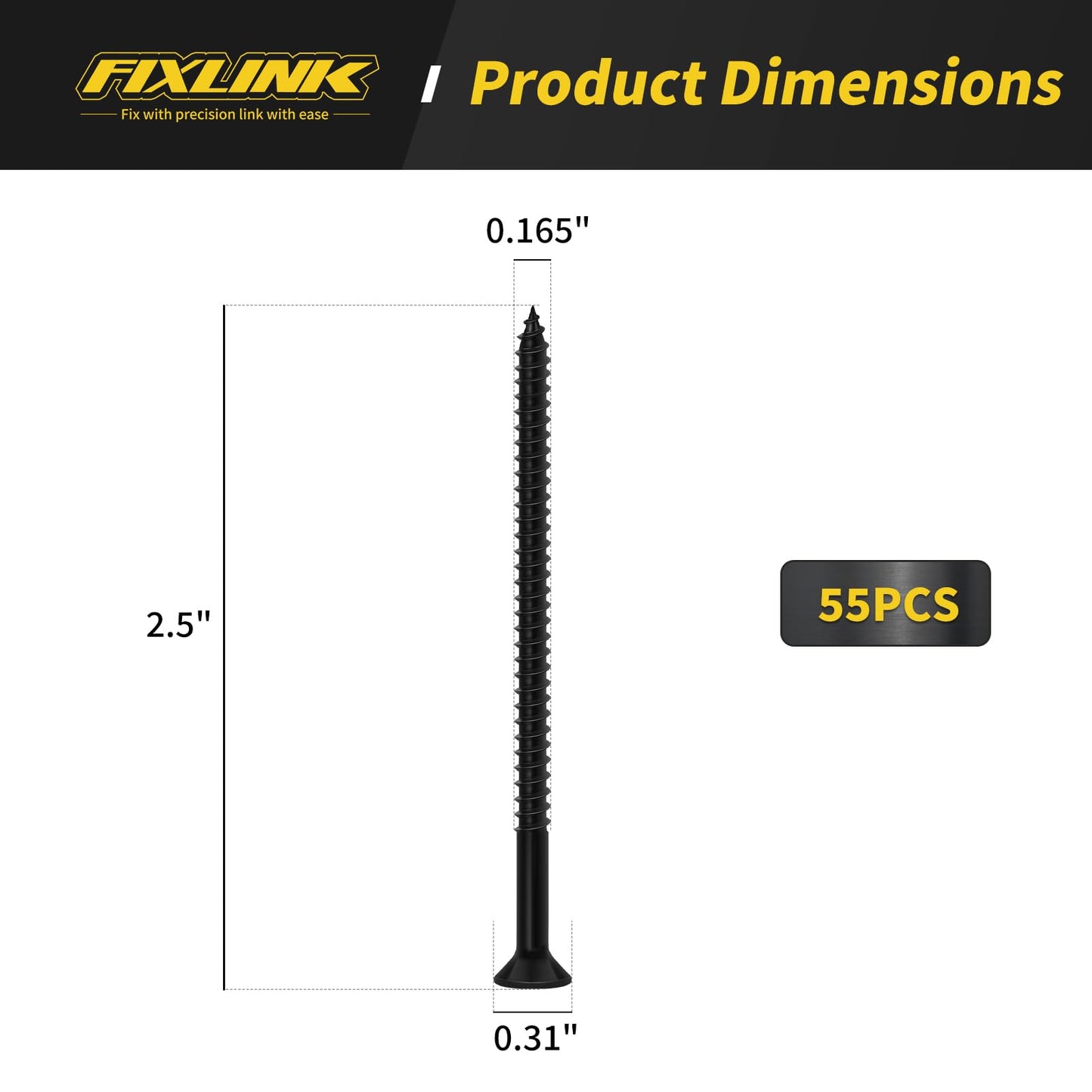 Wood Screws, FIXLINK Premium Flat Head Phillips Black Wood Screws Self Tapping Electrophoresis Used in Indoor Furniture, Woodworking