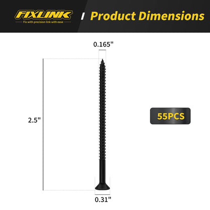 Wood Screws, FIXLINK Premium Flat Head Phillips Black Wood Screws Self Tapping Electrophoresis Used in Indoor Furniture, Woodworking
