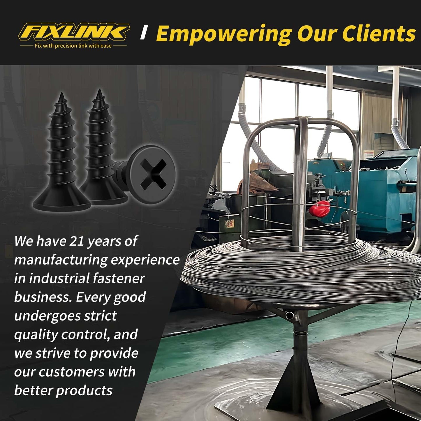 Wood Screws, FIXLINK Premium Flat Head Phillips Black Wood Screws Self Tapping Electrophoresis Used in Indoor Furniture, Woodworking