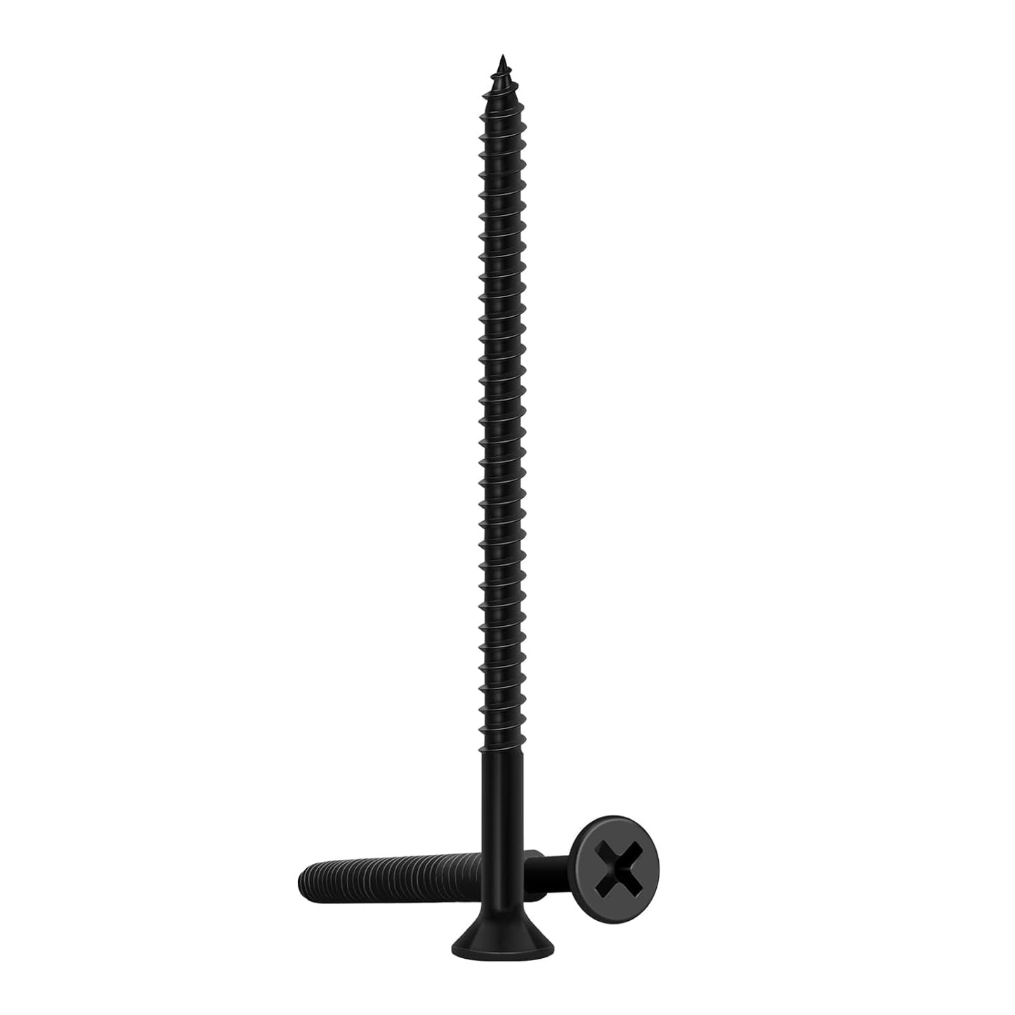 Wood Screws 2-1/2 Inch, 55 PCS FIXLINK Premium Flat Head Phillips Black Wood Screws, Self Tapping Electrophoresis Used in Indoor Furniture, Woodworking (#8 x 2-1/2")