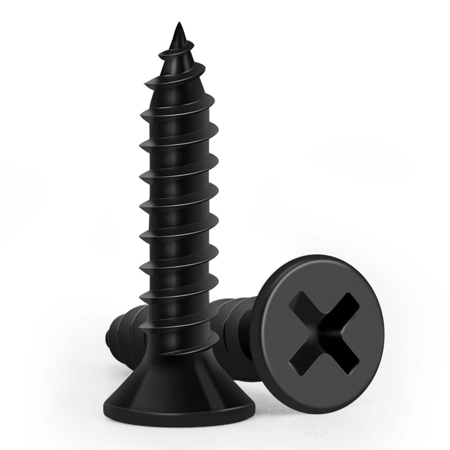 Wood Screws 3/4 Inch, FIXLINK Premium Flat Head Phillips Black Wood Screws 120 PCS, Self Tapping Electrophoresis Used in Indoor Furniture, Woodworking (#8 x 3/4")